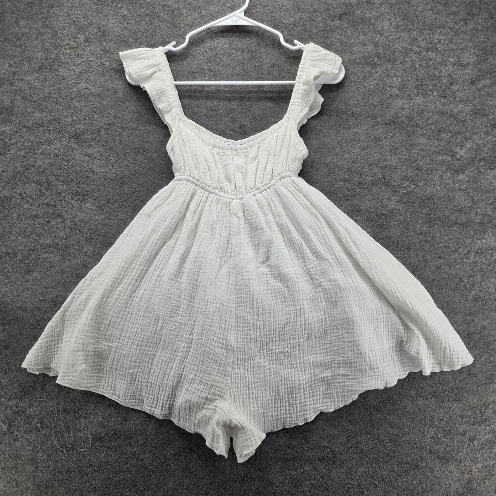 Princess Polly Romper Womens 2 White Strappy Scoop Neck Lined Ruffle